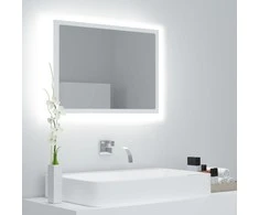Vonios kambario LED veidrodis, baltas, 60x8,5x37cm, akrilas