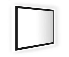 Vonios kambario LED veidrodis, juodas, 60x8,5x37cm, akrilas