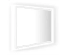 Vonios kambario LED veidrodis, baltas, 60x8,5x37cm, akrilas