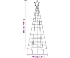 Šviečianti Kalėdų eglutė, 180cm, 220 šiltų LED, kūgio formos