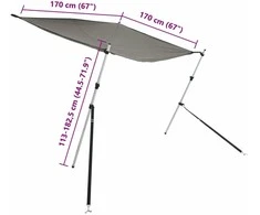 T tipo uždangos prailginimas, antracito, 170x170x(113-182,5)cm