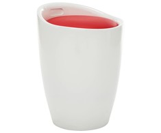 Taburetė-daiktadėžė, baltos ir raudonos spalvos, dirbtinė oda