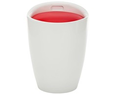Taburetė-daiktadėžė, baltos ir raudonos spalvos, dirbtinė oda