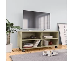 TV staliukas TV spintelė su ratukais, ąžuolo, 90x35x35cm, apdirbta mediena