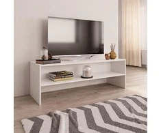 TV staliukas Televizoriaus spintelė, balta, 120x40x40cm, apdirbta mediena
