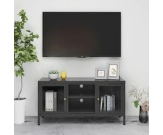 TV staliukas Televizoriaus spintelė, antracito, 105x35x52cm, plienas/stiklas