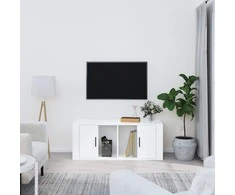 TV staliukas Televizoriaus spintelė, balta, 100x35x40cm, mediena, blizgi