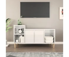 TV staliukas Televizoriaus spintelė, balta, 100x35x55cm, mediena, blizgi