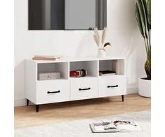 TV staliukas Televizoriaus spintelė, balta, 102x35x50cm, apdirbta mediena