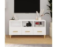 TV staliukas Televizoriaus spintelė, balta, 102x36x50cm, mediena, blizgi