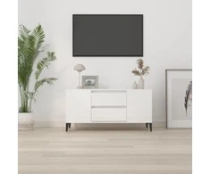 TV staliukas Televizoriaus spintelė, balta, 102x44,5x50cm, mediena, blizgi