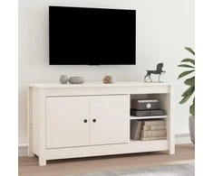 TV staliukas Televizoriaus spintelė, balta, 103x36,5x52cm, pušies masyvas