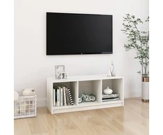 TV staliukas Televizoriaus spintelė, balta, 104x33x41cm, pušies masyvas