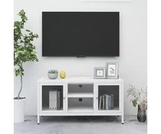 TV staliukas Televizoriaus spintelė, balta, 105x35x52cm, plienas ir stiklas