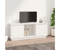 TV staliukas Televizoriaus spintelė, balta, 110,5x35x44cm, pušies masyvas