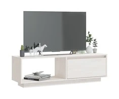 TV staliukas Televizoriaus spintelė, balta, 110x30x33,5cm, pušies masyvas