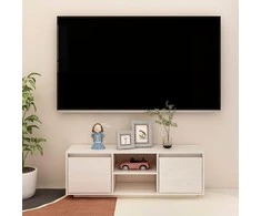 TV staliukas Televizoriaus spintelė, balta, 110x30x40cm, pušies masyvas