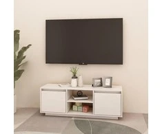 TV staliukas Televizoriaus spintelė, balta, 110x30x40cm, pušies masyvas