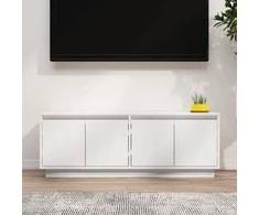 TV staliukas Televizoriaus spintelė, balta, 110x34x40cm, pušies masyvas