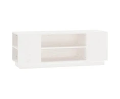 TV staliukas Televizoriaus spintelė, balta, 110x35x40,5cm, pušies masyvas