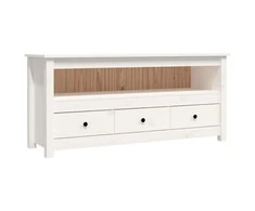 TV staliukas Televizoriaus spintelė, balta, 114x35x52cm, pušies masyvas