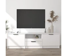 TV staliukas Televizoriaus spintelė, balta, 140x35x40cm, apdirbta mediena