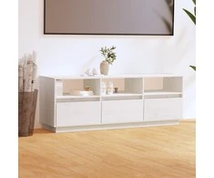 TV staliukas Televizoriaus spintelė, balta, 140x37x50cm, pušies masyvas