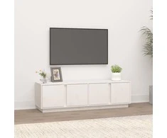 TV staliukas Televizoriaus spintelė, balta, 140x40x40cm, pušies masyvas