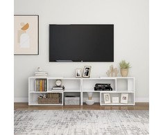 TV staliukas Televizoriaus spintelė, balta, 149x30x52cm, apdirbta mediena