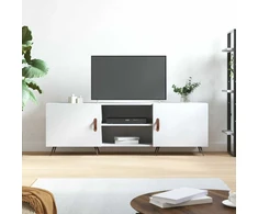 TV staliukas Televizoriaus spintelė, balta, 150x30x50cm, apdirbta mediena