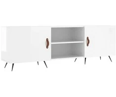 TV staliukas Televizoriaus spintelė, balta, 150x30x50cm, mediena, blizgi