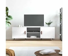 TV staliukas Televizoriaus spintelė, balta, 150x30x50cm, mediena, blizgi