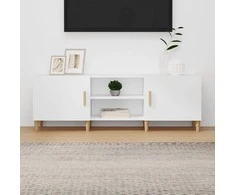 TV staliukas Televizoriaus spintelė, balta, 150x30x50cm, apdirbta mediena