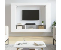 TV staliukas Televizoriaus spintelė, balta, 152x22x113cm, apdirbta mediena