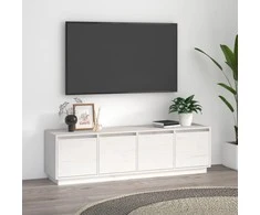 TV staliukas Televizoriaus spintelė, balta, 156x37x45cm, pušies masyvas