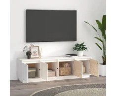 TV staliukas Televizoriaus spintelė, balta, 156x37x45cm, pušies masyvas