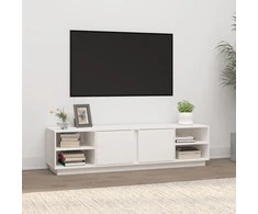 TV staliukas Televizoriaus spintelė, balta, 156x40x40cm, pušies masyvas