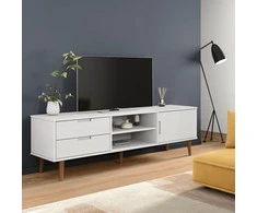 TV staliukas Televizoriaus spintelė MOLDE, balta, 158x40x49cm, pušis