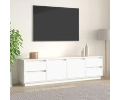 TV staliukas Televizoriaus spintelė, balta, 176x37x47,5cm, pušies masyvas