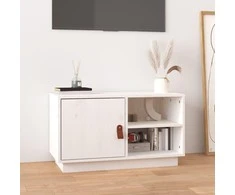TV staliukas Televizoriaus spintelė, balta, 70x34x40cm, pušies masyvas