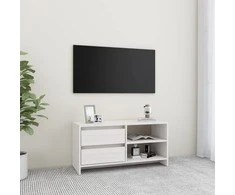 TV staliukas Televizoriaus spintelė, balta, 80x31x39cm, pušies masyvas