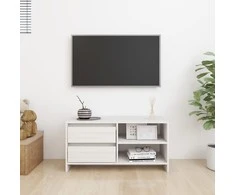 TV staliukas Televizoriaus spintelė, balta, 80x31x39cm, pušies masyvas