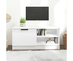 TV staliukas Televizoriaus spintelė, balta, 80x35x36,5cm, mediena, blizgi