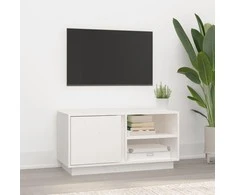 TV staliukas Televizoriaus spintelė, balta, 80x35x40,5cm, pušies masyvas