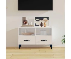 TV staliukas Televizoriaus spintelė, balta, 80x36x50cm, mediena, blizgi