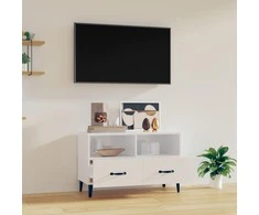 TV staliukas Televizoriaus spintelė, balta, 80x36x50cm, mediena, blizgi