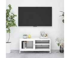 TV staliukas Televizoriaus spintelė, balta, 90x30x44cm, plienas ir stiklas