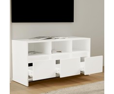 TV staliukas Televizoriaus spintelė, balta, 102x37,5x52,5cm, mediena