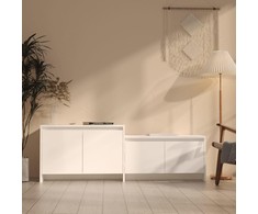 TV staliukas Televizoriaus spintelė, balta, 146,5x35x50cm, apdirbta mediena