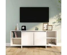 TV staliukas Televizoriaus spintelė, baltos spalvos, 130x35x50cm, MDP